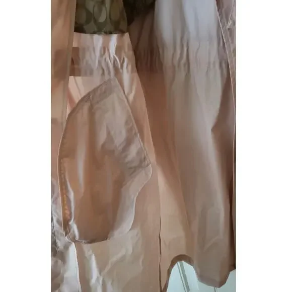 Coach Lightweight Pink overcoat Trench coat blush cotton drawstring Sz S - Picture 9 of 10